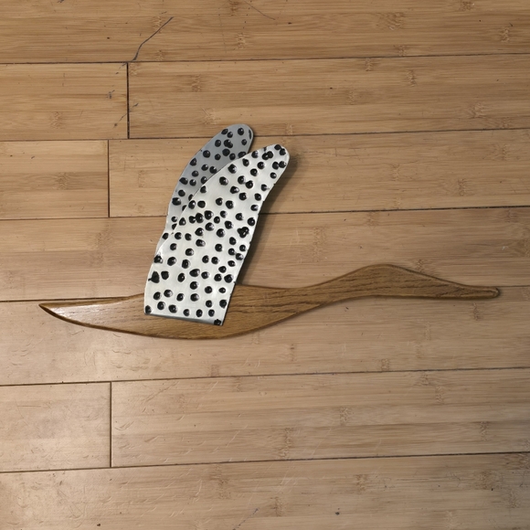 MCM Wall Decor Set Of 3 Hammered Metal Wood Flying Geese Birds Vtg Mid Century - Picture 3 of 4